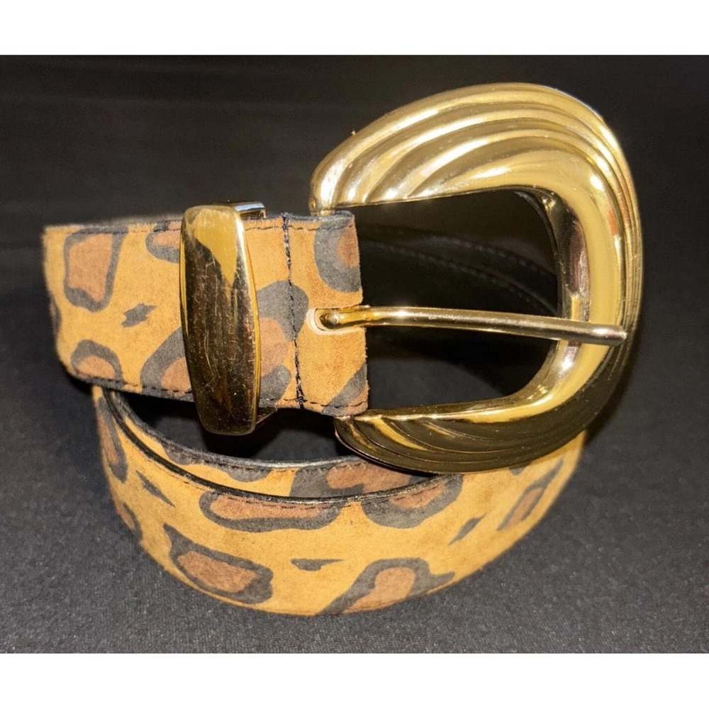 Vintage Women's Omega Leopard Belt Pig Suede Size M